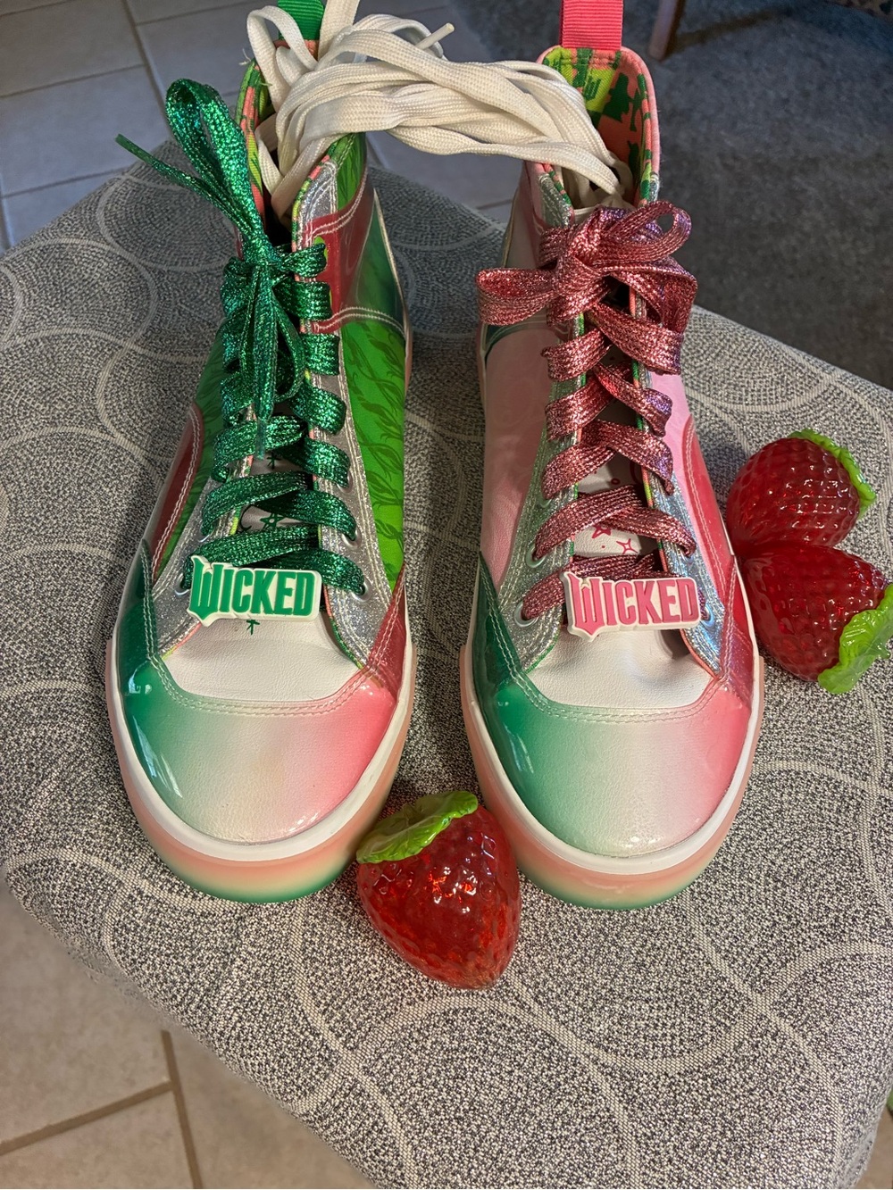 Wicked Gradient Pink & Green High-Top Sneakers for Women